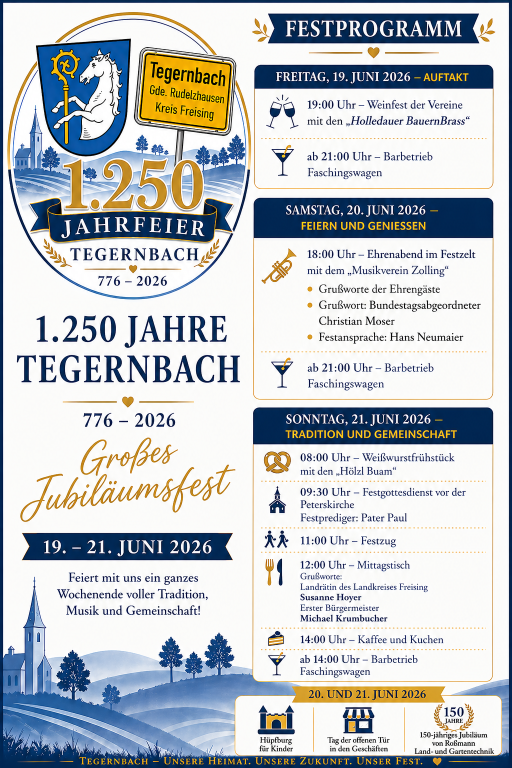 Flyer Festprogramm 1250 Jahre Tegernbach